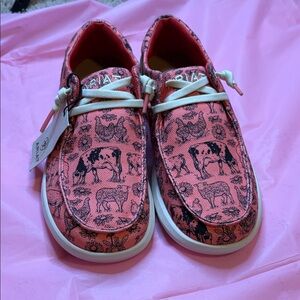 Ariat Kids' Pink and Black Animal Print Moccasins